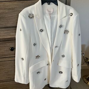Cinq à Sept White Embellished Blazer